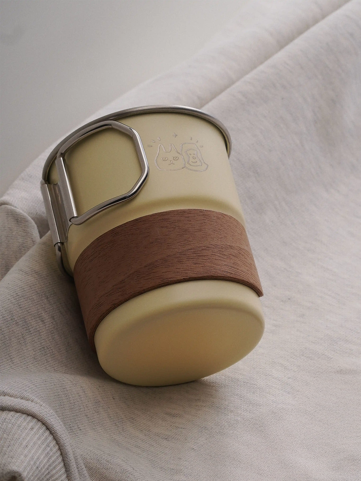 Stackable Stainless Steel Camping Mug (10oz/300ml) with Collapsible Handle | Outdoor Travel Coffee Cup