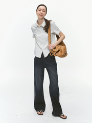 Pantaloni casual larghi a vita bassa blu e bianchi 