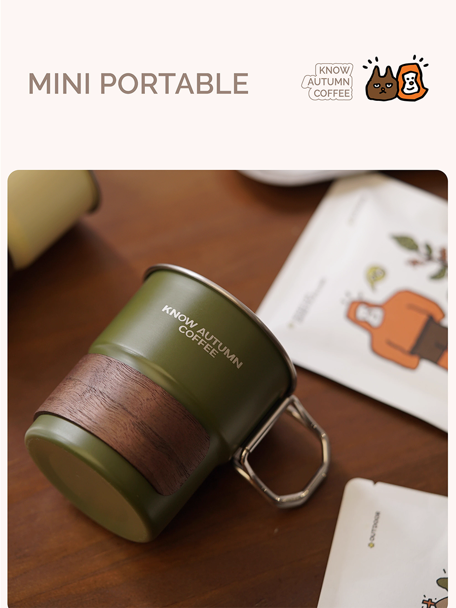 Stackable Stainless Steel Camping Mug (10oz/300ml) with Collapsible Handle | Outdoor Travel Coffee Cup