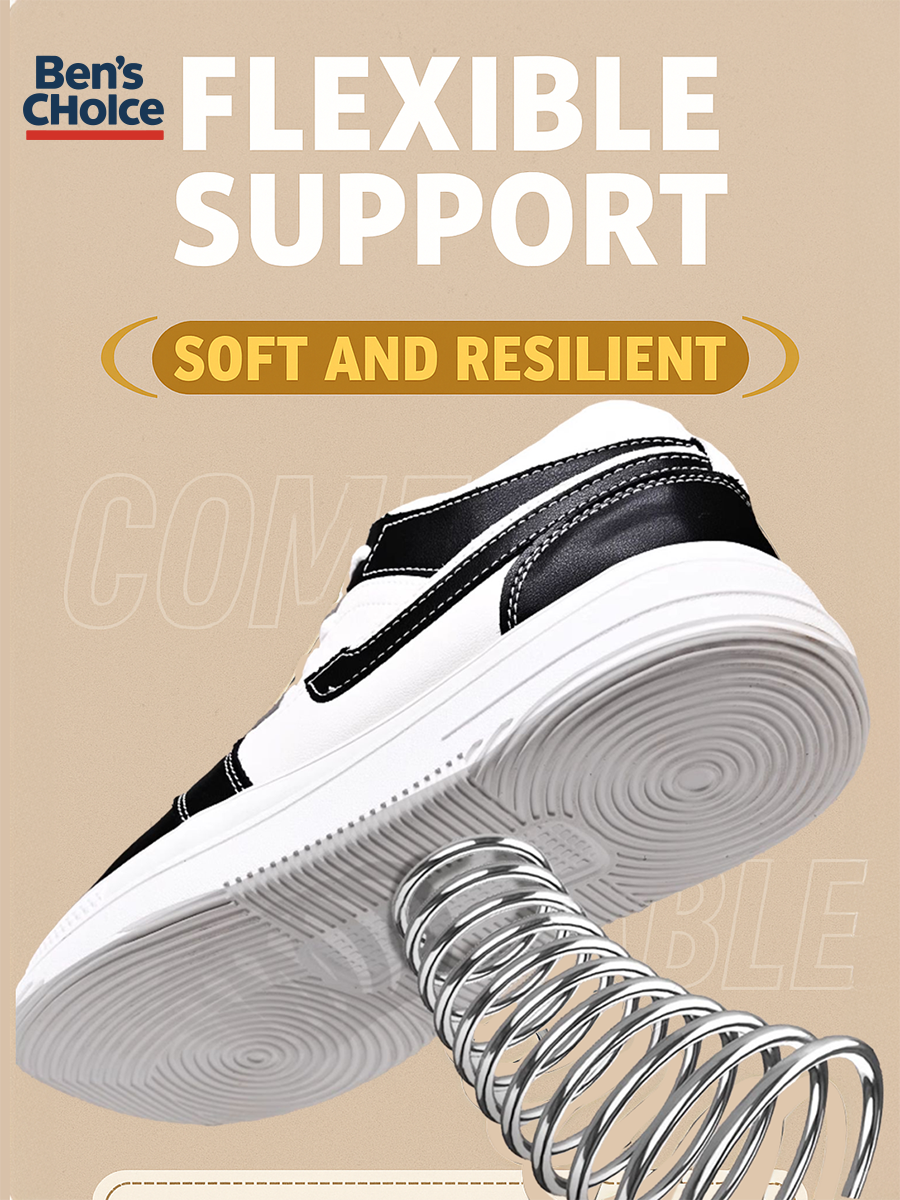 Elevator Sneakers 10cm Hidden Height Increase - Black & White Skate Style High Platform Shoe -01